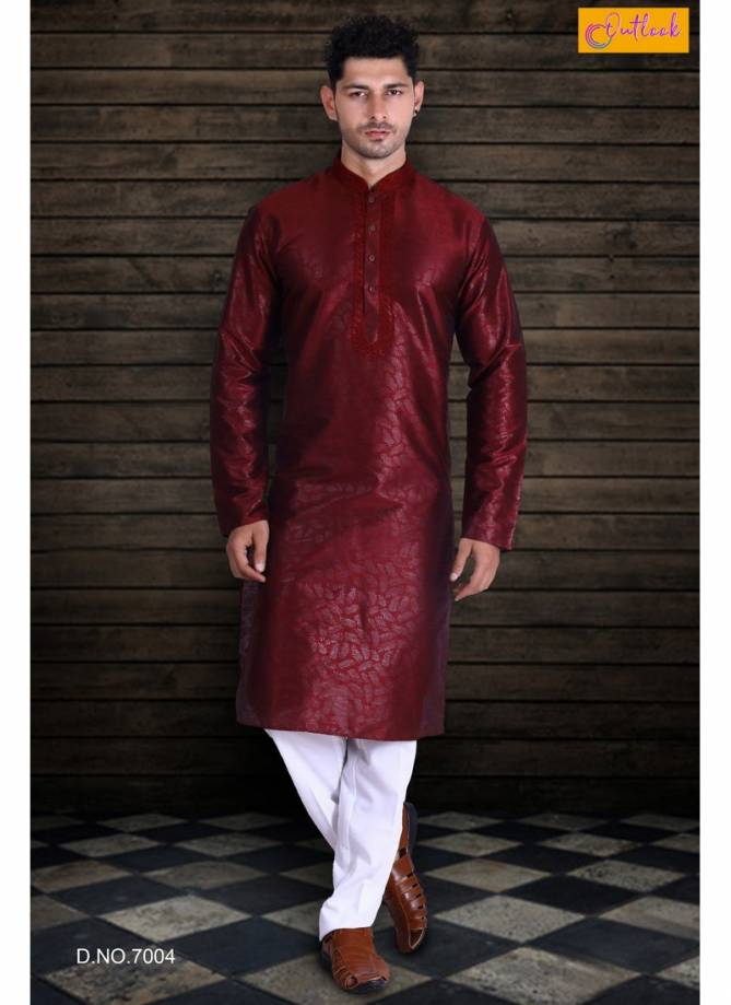 Outluk Vol 7 Traditional Festival Wear Regal Style Art Silk Long Kurta With Cotton Pajama Collection 